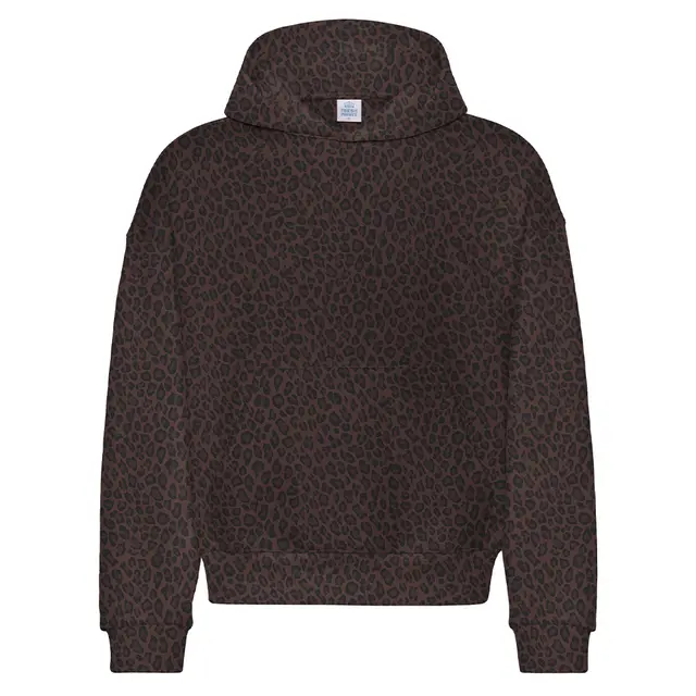 Fresh Prints FP109 Leopard Print Heavy weight Hoodie Chocolate Front