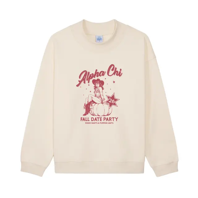 Alpha Chi Omega Vintage Cowgirl Graphic Date Party Sweater 2