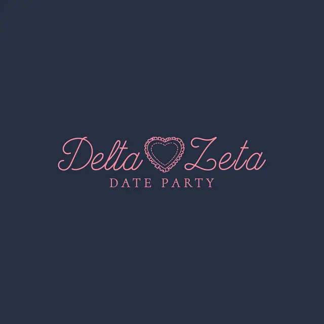 Delta Zeta Heart Outline and Script Date Party Shirt