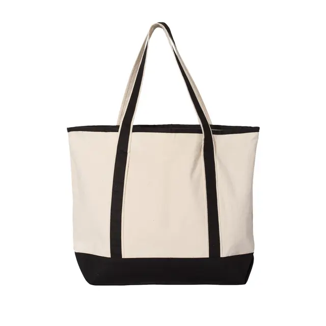34.6L Large Canvas Deluxe Tote Natural Black Back