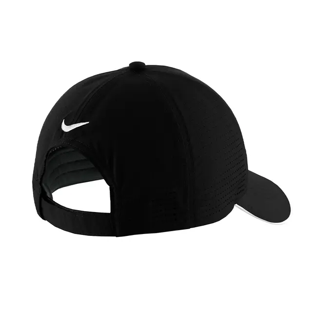 Nike Dri-FIT Perforated Performance Cap Black White Straight Back