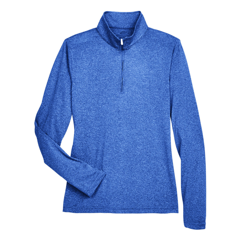 UltraClub Ladies' Cool & Dry Heathered Performance Quarter-Zip