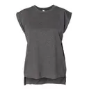 Bella + Canvas Ladies' Flowy Muscle T-Shirt with Rolled Cuff Dark Grey Heather Front