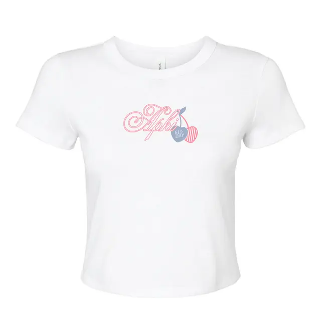 Alpha Phi Script Text with Cherries Bid Day Shirt 2