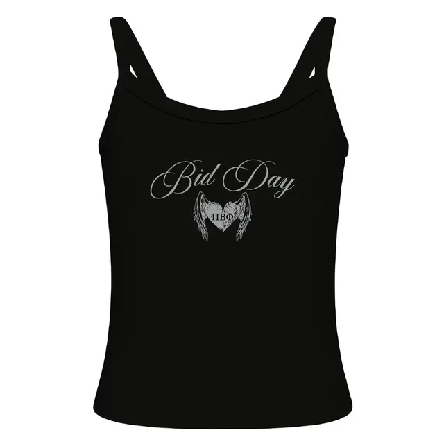 Pi Beta Phi Script Text with Winged Heart Bid Day Tank 2