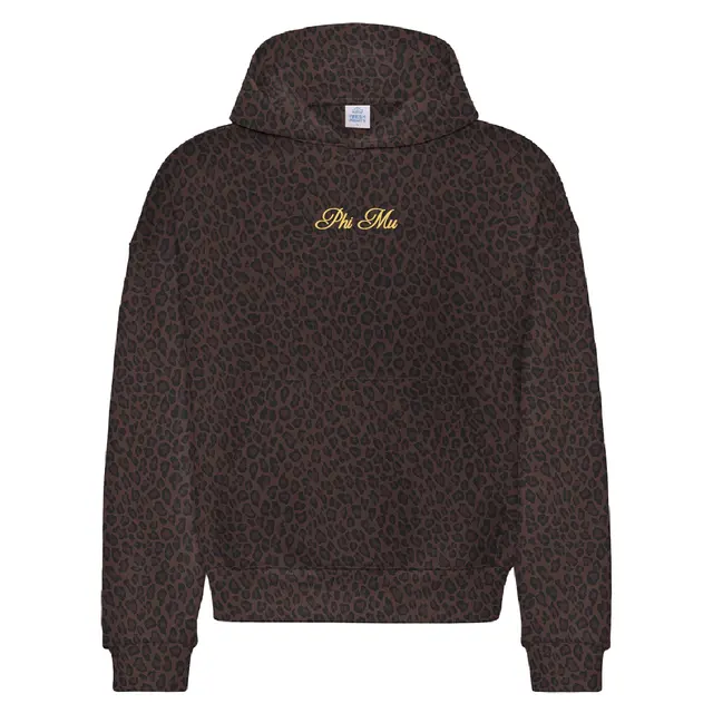 Phi Mu Script Font with Leopard Print PR Hoodie 2