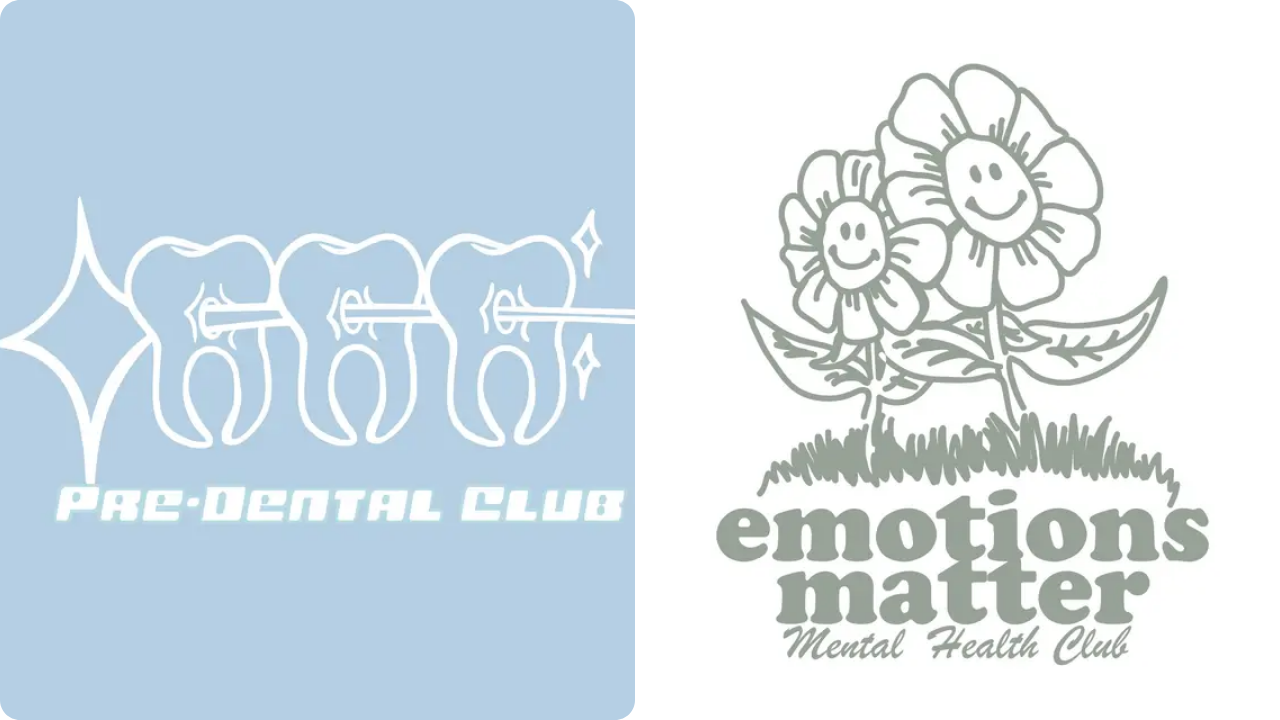 Minimal club sweatshirt with small flower line art and mental health message.