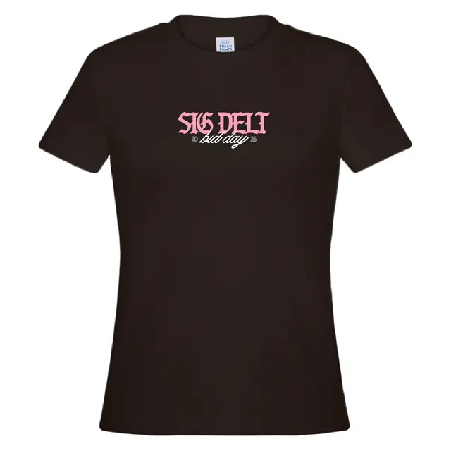 Sigma Delta Tau Pink Gothic Text Bid Day Shirt 2