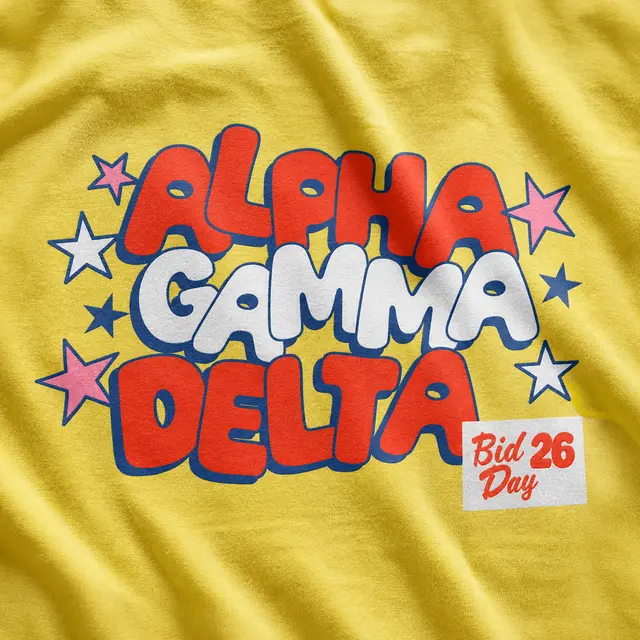 Alpha Gamma Delta Colorful Starburst Bid Shirt