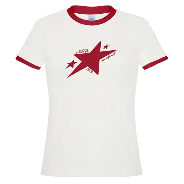 Alpha Delta Pi Big Star and Script Texts Recruitment Shirt 2