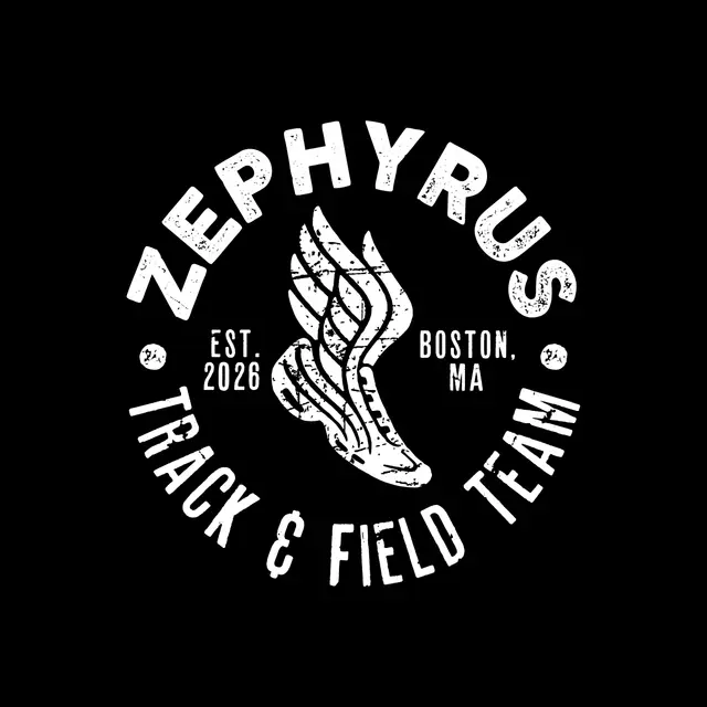 Track & Field Team Zephyrus Winged Shoe Circle Design PR Shirt