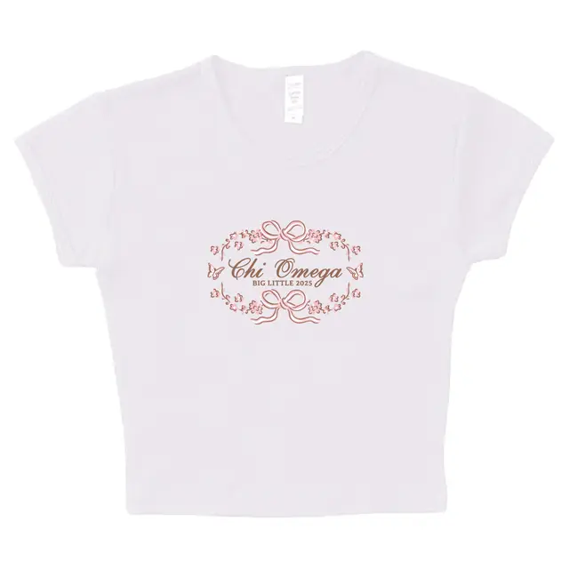 Chi Omega Bow and Floral Big Little Reveal Shirt 2