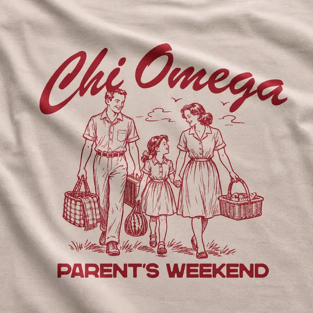 Chi Omega Hand Drawn Family Illustration Parent's Weekend Shirt