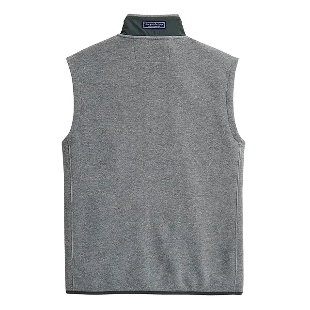 Vineyard Vines Men's Mountain Sweater Fleece Vest 1k001727 Gray Heather Back