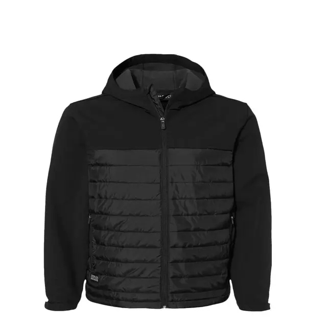 Men's Pinnacle Puffer Body Softshell Hooded Jacket Black Front