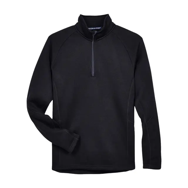 Adult Bristol Sweater Fleece Quarter-Zip Black Front
