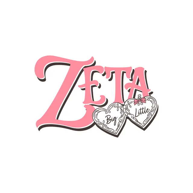 Zeta Tau Alpha Pink Script Heart Big Little Reveal Shirt