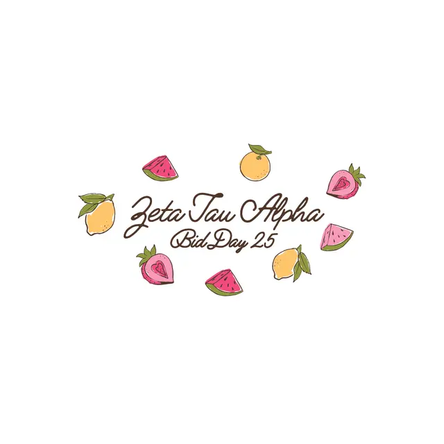 Zeta Tau Alpha Fruit Illustration Bid Rush Shirt