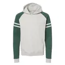 Jerzees Unisex NuBlend Varsity Color-Block Hooded Sweatshirt 97cr Forest Green Heather Front