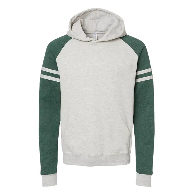 Jerzees Unisex NuBlend Varsity Color-Block Hooded Sweatshirt 97cr Forest Green Heather Front