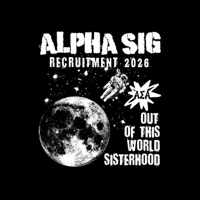 Alpha Sigma Alpha Astronaut and Moon Graphic Recruitment Shirt