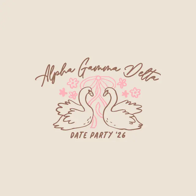 Alpha Gamma Delta Swan and Floral Date Party Crewneck