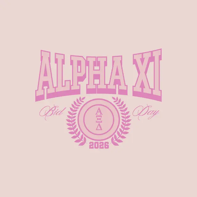Alpha Xi Delta Pink Arch Text Bid Day Crewneck