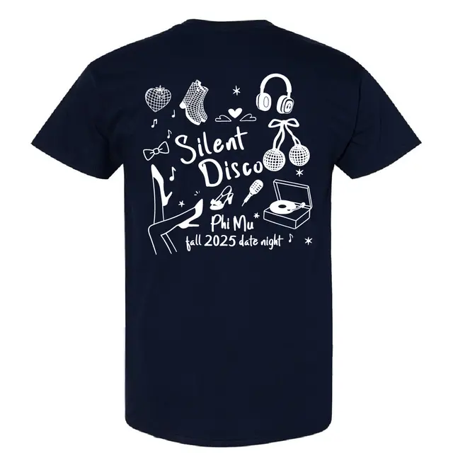 Phi Mu Hand Drawn Elements Silent Disco Shirt 2