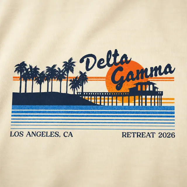 Delta Gamma Sunset Beach Graphic Retreat Shirt