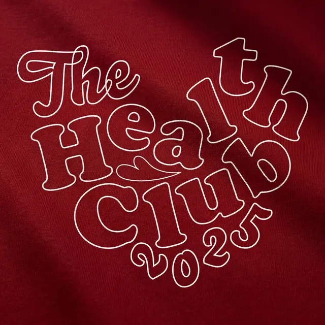 Health Club Heart-shaped Text Outlined in White PR Tank