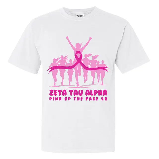 Zeta Tau Alpha Pink Ribbon Runner Philanthropy Shirt 2