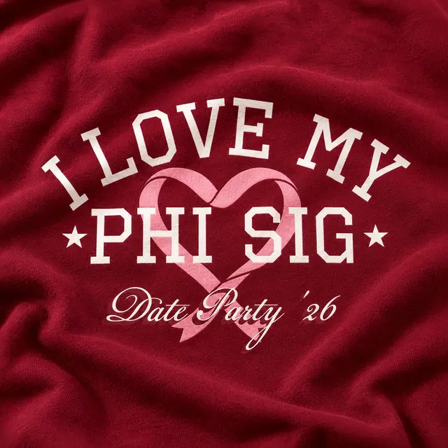 Phi Sigma Sigma Heart Illustration Date Party Crewneck