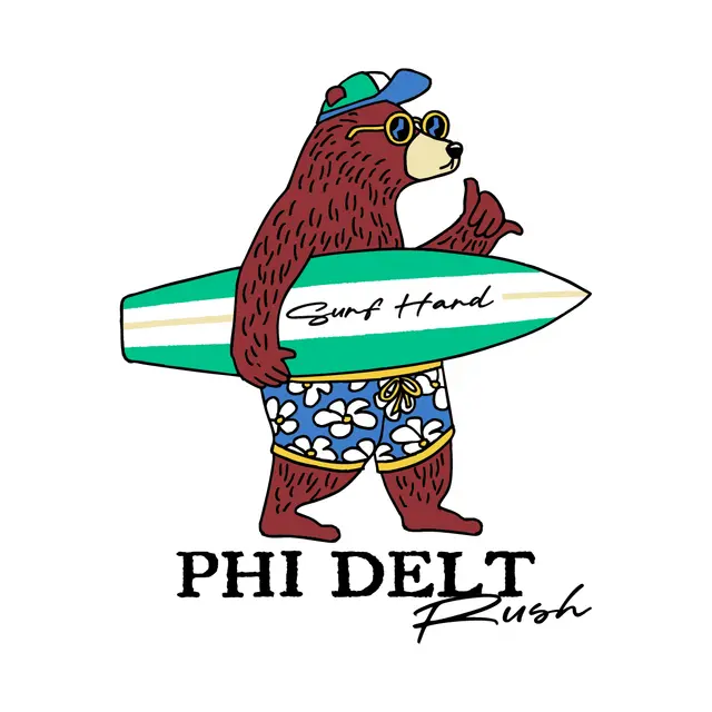 Phi Delta Theta Surfing Bear Rush Crewneck