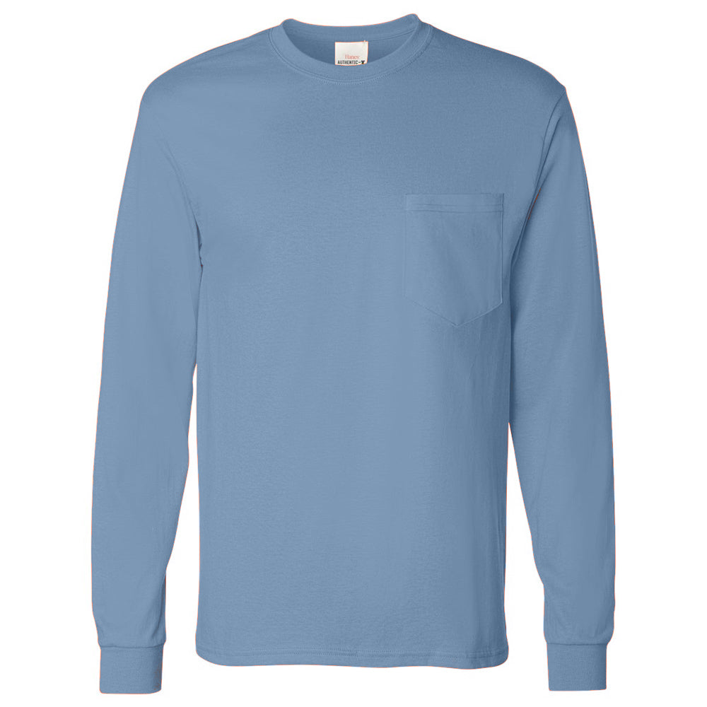 Hanes Authentic Long Sleeve Pocket T-Shirt | Fresh Prints
