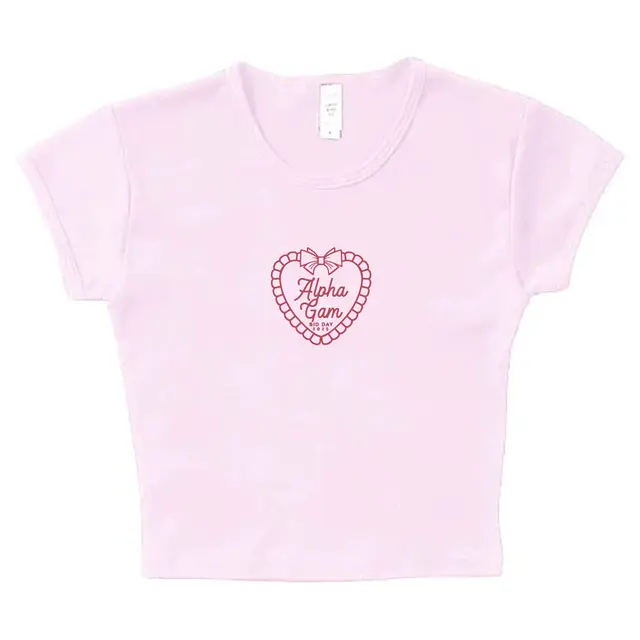 Alpha Gamma Delta Heart and Bow Bid Day Shirt 2