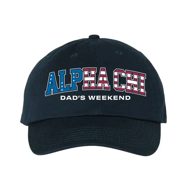 Alpha Chi Omega Patriotic Block Lettering Parents Weekend Hat 2