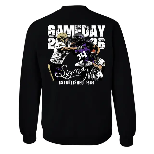 Sigma Nu Football Clash Graphic Game Day Crewneck 2