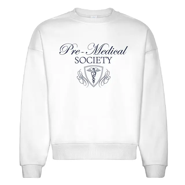 Pre-Medical Society Script Text with Caduceus PR Crewneck 2