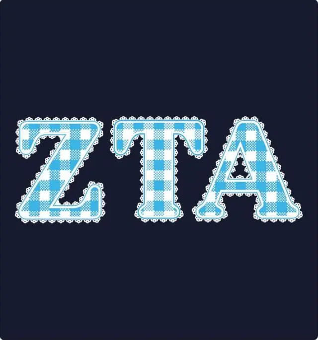 Zeta Tau Alpha Gingham Lace Text PR Shirt