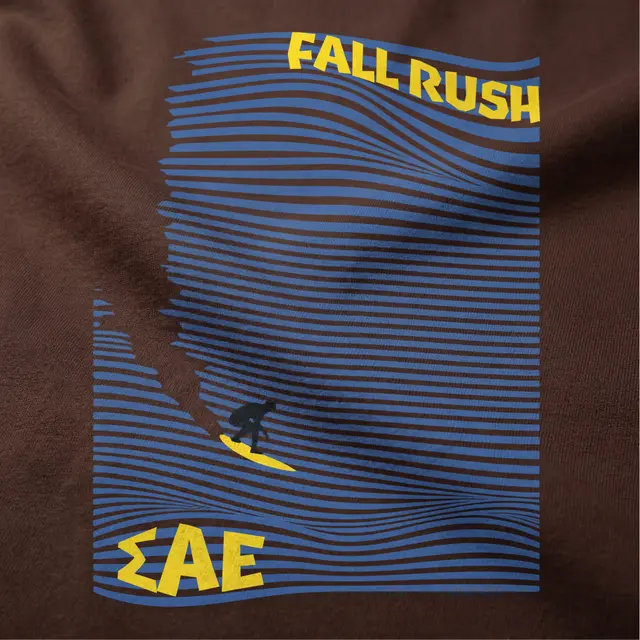 Sigma Alpha Epsilon Jaws Wavy Stripes Surfer Graphic Fall Rush Shirt