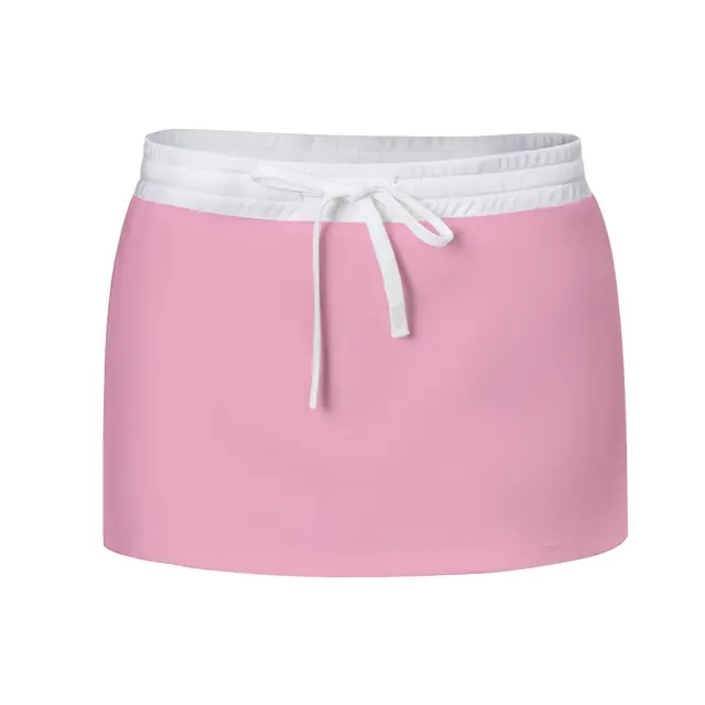 Fresh Prints Lexi Drawstring Mini Skort Light Pink White mto Front