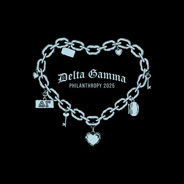 Delta Gamma Heart Chain with Charms Philanthropy Shirt