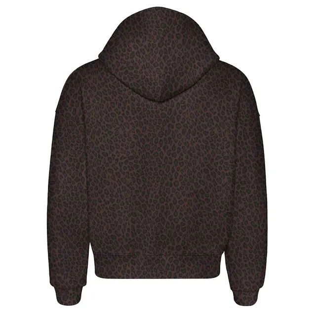 Fresh Prints FP109 Leopard Print Heavy weight Hoodie Chocolate Back