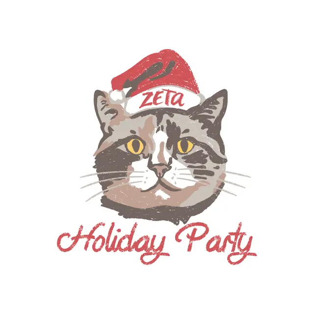 Zeta Tau Alpha Cat in Santa Hat Holiday Party Shirt