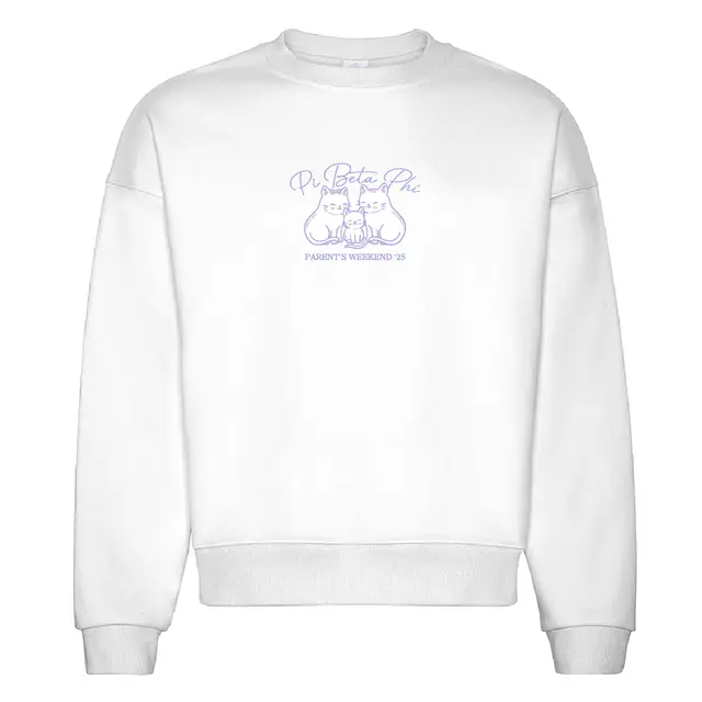 Pi Beta Phi Cute Cat Illustration Parent's Weekend Crewneck-2