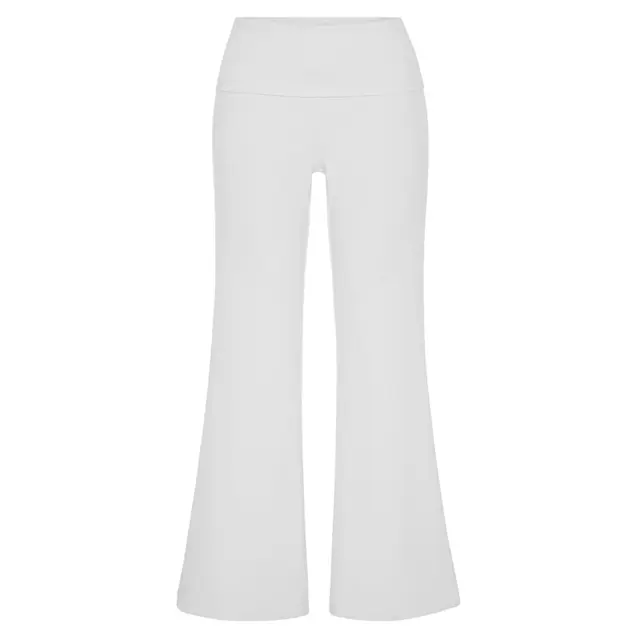 Customizeable Fresh Prints Katie Fold-over Flared Pants FP101 White Front