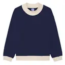 Fresh Prints FP123 Denver Heavyweight Color Block Mock Neck Navy Buttermilk mto Front