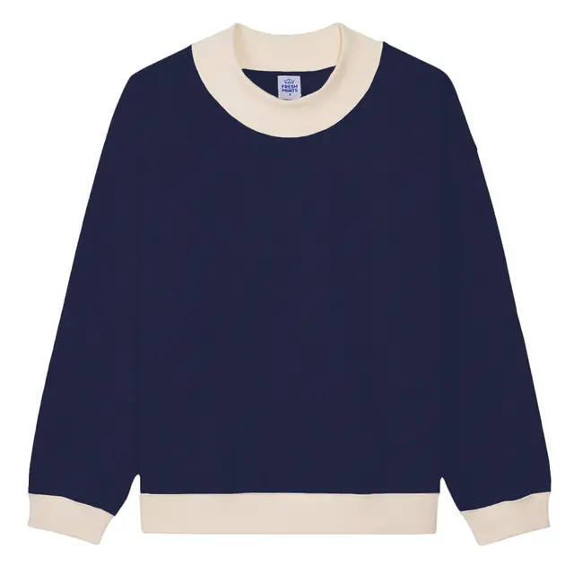 Fresh Prints FP123 Denver Heavyweight Color Block Mock Neck Navy Buttermilk mto Front