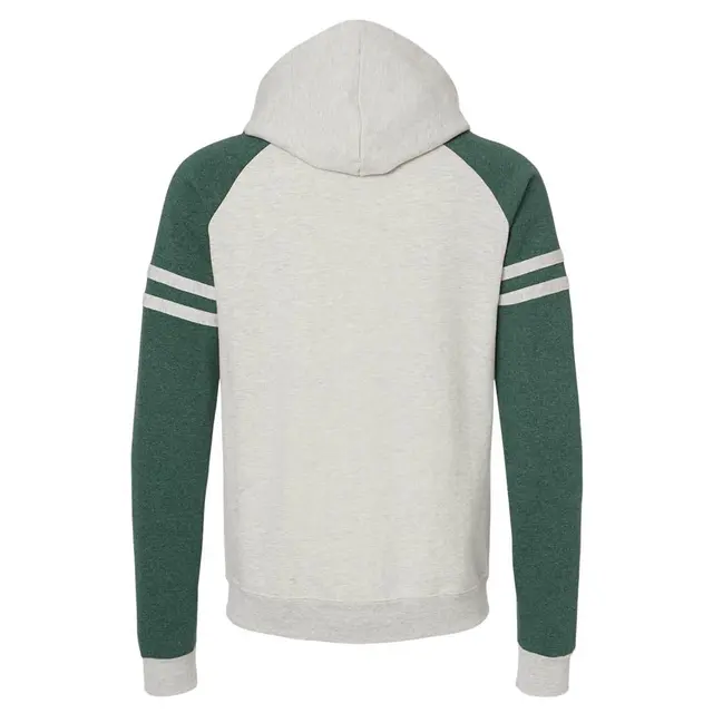 Jerzees Unisex NuBlend Varsity Color-Block Hooded Sweatshirt 97cr Forest Green Heather Back