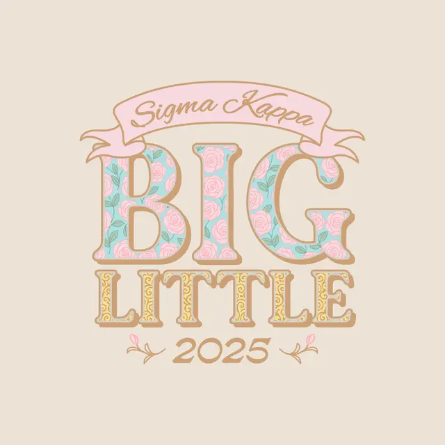 Sigma Kappa Rose Patterned Floral Themed Text Big Little Reveal Sweater